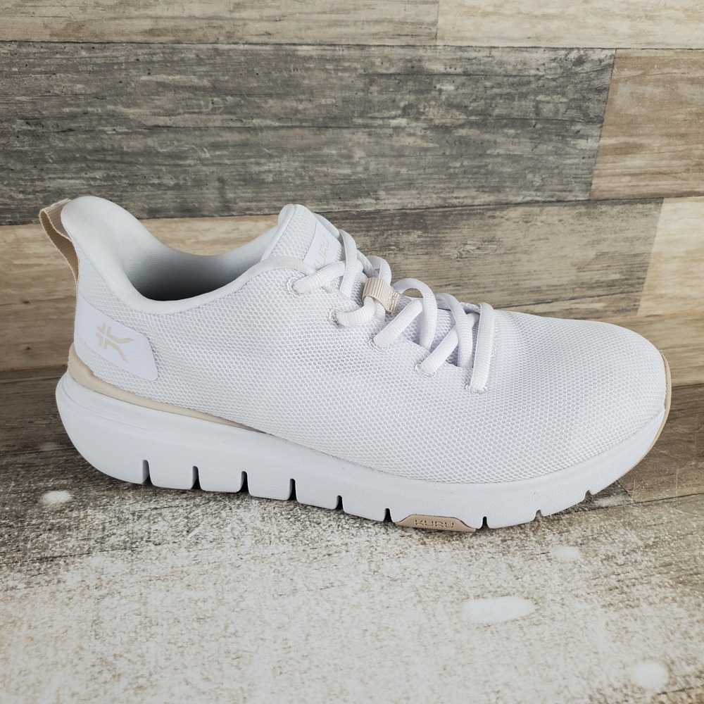 KURU Atom 2 Womens Shoe Sz 8 M Running Bright White Sand Lace Up Low Top Sneaker